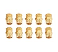 1/4 BSP Brass Hex Nipple Fitting | Quick Adapter for Pneumatic/Fuel/Water Pipes | 10 - Piece Brass Pipe Fittings Kit with External Thread