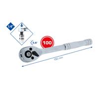1/4 " Chromeplus Chiave a Cricco, 72 Dente , Impugnatura Metallo Cricco