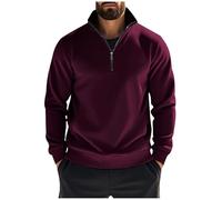 1/4 Felpa in Pile Uomo Vendita, Maglie Senza Cappuccio Uomo Invernale Pesante Caldo Pullover con Collo in Piedi Maglioni e Felpe Manica Lunga Vintage Sportivi Sweatshirt Sportiva Casual Maglia di Tuta