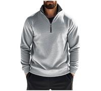1/4 Felpa in Pile Uomo Vendita, Maglie Senza Cappuccio Uomo Invernale Pesante Caldo Pullover con Collo in Piedi Maglioni e Felpe Manica Lunga Vintage Sportivi Sweatshirt Sportiva Casual Maglia di Tuta