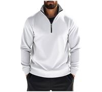 1/4 Felpa in Pile Uomo Vendita, Maglie Senza Cappuccio Uomo Invernale Pesante Caldo Pullover con Collo in Piedi Maglioni e Felpe Manica Lunga Vintage Sportivi Sweatshirt Sportiva Casual Maglia di Tuta