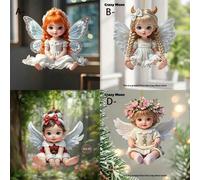 1/4 pezzi Ciondolo ad angelo in acrilico, accessori per auto, decorazioni natalizie per la casa e l'albero di Natale, decorazioni per feste, forniture divertenti per le vacanze A,B,C,D,Set da quattro