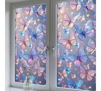 1/4 pezzi Pellicola per finestre con motivo floreale e farfalla, effetto satinato per la privacy, adesiva statica e protezione UV, adatta per la decorazione di bagno, camera da letto e ufficio. Animal