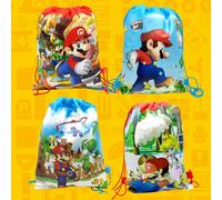 1/4 pezzi Sacca con coulisse SuperMario 36x28cm, in tessuto non tessuto, la migliore decorazione per feste e atmosfera festiva per gli amici, decorazione perfetta per feste e per la casa stile3,stile2