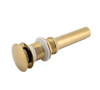 1/4 Pop Up Drain without Over Flow Hole, Brass Bathroom Basin Sink Pop Up Drain Assembly Non Overflow for Basins without Overflow Hole (cromo oro)