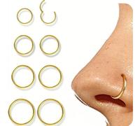 1/4 Set Anello Nasale Rotondo Senza Cuciture in Acciaio Inossidabile Stile Casual Elegante, Resistente alla Ruggine e alla Corrosione, Comodo da Indossare, Ipoallergenico, Opzioni di Taglia (18G 6mm-1