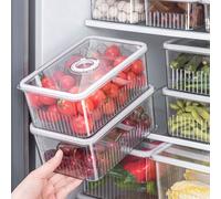 [1,42L/2,7L/5,4L] Contenitore per frigorifero a più strati con timer - Contenitore per la conservazione degli alimenti riutilizzabile, scatola organizer in plastica, mantiene gli alimenti freschi, con