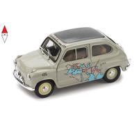 MODELLINO AUTO STATICO BRUMM FIAT 600 RAID CALCUTTA-ROMA 1955 SCALA 1/43