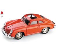 MODELLINO AUTO STATICO PORSCHE 356 COUPE TETTO APERTO 1952 ROSSO SCALA 1:43