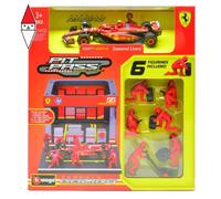 MODELLISMO AUTO STATICO BURAGO FERRARI F1 SF24 DIORAMA GARAGE PIT-STOP SAINZ