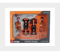 Burago F1 Formula 1 Auto MCLAREN MCL38 GP MIAMI 2024 - LANDO NORRIS e OSCAR PIASTRI - Confezione da 2 Modellini Diecast Realistici in Scala 1:43-14cm - 18-38109
