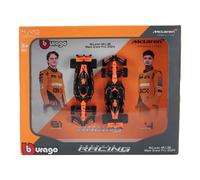 Burago F1 Formula 1 Auto MCLAREN MCL38 GP MIAMI 2024 - LANDO NORRIS e OSCAR PIASTRI - Confezione da 2 Modellini Diecast Realistici in Scala 1:43-14cm - 18-38109