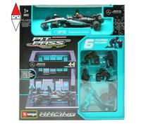 Mercedes PIT STOP F1 Diorama Hamilton Auto AMG W15 CAmbio Gomme 1/43 Bburago
