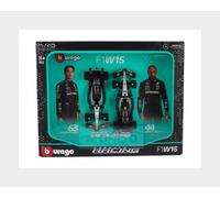 MODELLINO AUTO STATICO BURAGO MERCEDES GP SET F1 2x W15 HAMILTON RUSSELL 1/43