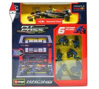 MODELLISMO AUTO STATICO BURAGO RED BULL F1 RB19 DIORAMA GARAGE PIT-STOP PEREZ