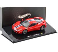 1:43 Hot Wheels Elite Ferrari 458 Speciale Coupè 2013 Red Con Bianco/Blu Strip
