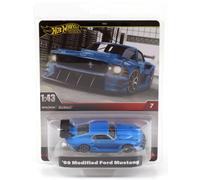 1:43 Hot Wheels Premium 2024 Reale Riders 1969 Modified Ford MUSTANG Blu