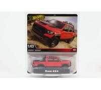 1:43 Hot Wheels Premium 2024 Reale Riders RAM 4x4 Pick-Up Red Nero