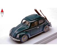 MODELLINO AUTO STATICO DIECAST VOLKSWAGEN BEETLE MAGGIOLINO CON SCI 1950 1/43