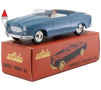 Solido Peugeot 403 Cabrio, 1959-1965, Serie 100, Modello Auto, Scala 1:43, in Cartone con Coperchio Scorrevole, Blu