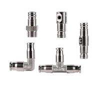 1/4Inch Pipe Slip Lock Connector Nickel Copper Tee Elbow Straight Connector OD 6.35mm Tube Nozzle Fitting 2Pcs(Tee) Plumbing Fittings