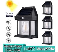1-4PCS Lampade da parete solari al tungsteno IP65 Lampade di sicurezza con sensore di movimento wireless impermeabile Illuminazione dal tramonto all'alba per l'arredamento del giardino