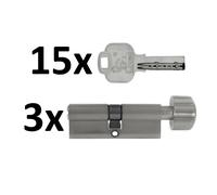 1 -4x Cilindro con Pomolo 60mm 30/30 Porta Zylinder Serratura con Chiavi Uguali