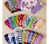 1/5/10/20 Paia di Calze alla Caviglia Casuali CARE BEARS per Donna, Calze Personalizzate per il Ritorno a Scuola, alla Moda, Carine e Divertenti con Orsi, Orso Funshine, Orso dei Desideri, Orso Funshi