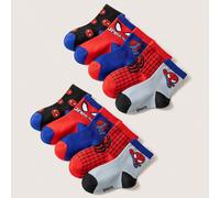 1/5/10 Paia di calzini per bambini a tema Marvel cartoni animati, calzini per ragazzi e ragazze, con decorazioni a testa di Spiderman/motivo di Spiderman, calzini sportivi a righe doppie, traspiranti,