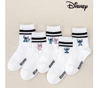 1/5/10 paia di calzini per bambini con motivo Stitch e Angel di Disney, calzini a righe nere e bianche, calzini corti da ragazza e ragazzo, calzini alla caviglia morbidi e traspiranti, calzini da barc