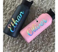 1~5~10 pezzi Adesivi personalizzati con nome e testo in oro, disponibili in vari font e con effetto arcobaleno dorato, nelle misure S/M/L, fino a 10 lettere, per mostrare la tua personalizzazione cool