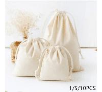 1/5/10 pezzi Sacchetti con cordoncino semplici, Borsellini con cordoncino fai-da-te, Tasche con cordoncino in tela, Sacchetti per imballaggio in polvere, Sacchetti regalo, Sacchetti per caramelle di O