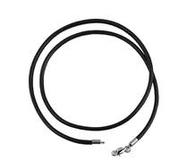 1,5/2/3 millimetri di cordino in pelle nera collana catena con chiusura a moschettone in acciaio inox connettore corda cerata rotonda for uomo donna collana 10 pezzi 60 cm(Black,3Millimeter)