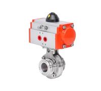 1.5" & 2" Tri Clamp Sanitary Butterfly Valve - 304/316L Stainless Steel, OD 19-51mm, with Pneumatic Actuator for Home Brewing & Food Processing(OD25mm Ferrule 50.5,SUS316L)