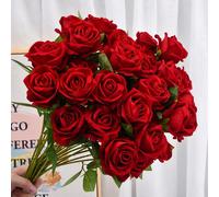 1/5/8/10 pezzi Rose rosse scure artificiali, texture in velluto sintetico, adatte come regalo di San Valentino, festa di matrimonio, decorazione per la casa, regalo di compleanno, decorazione interna/