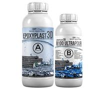 1,5 KG Resina epossidica Ultra transparente EpoxyPlast 3D B100 ULTRA POUR bicomponente Effetto acqua Ottima protezione UV