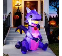 1,5 m Halloween MiNi Dragon gonfiabile decorazione esterna carino viola mini drago gonfiabile con luci LED integrate per cortili, perfetto per feste al coperto, prati in giardino e decorazioni per le