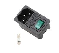1/5 PCS Interruttore a bilanciere con fusibile IEC 320 C14 Presa di alimentazione con lampada Connettore interruttore fusibile Connettore con fusibile(Green,1 PCS)