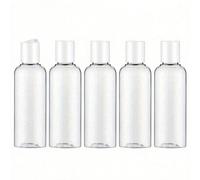 1-5 pezzi Bottiglie di plastica trasparenti ricaricabili da 200 ml con tappi a disco neri, bottiglie di plastica trasparenti con tappi a disco, bottiglie da viaggio a prova di perdite con tappi a scat