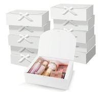 1/5 Pezzi Set Scatola Regalo Bianca Con Coperchio, Dimensioni 27 x 20 x 8 cm, Nastro Bianco, Adatta Per Inviti Da Damigella, Regalo Di Matrimonio, Regalo Di Compleanno, Bomboniera, Decorazione, Regalo