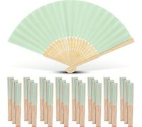 1/5 pezzi Ventagli pieghevoli verde chiaro, ventagli a mano in bambù e carta, ventagli cinesi pieghevoli portatili, ventagli pieghevoli decorativi all'ingrosso per danza, donne, uomini, matrimonio, sp