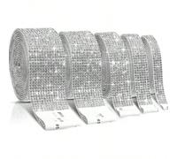1-5 rotoli di nastro adesivo con strisce di cristalli e strass, lunghezza 4,5 iarde, con strass da 2 mm, per decorazioni fai-da-te, auto, telefono, adesivi, decorazioni murali, decorazioni primaverili