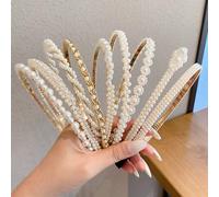 1/5 set di cerchietti minimalisti con perle, cerchietti eleganti e versatili con perle finte, accessori per capelli che incorniciano il viso, adatti per fronti alte GraficoABS