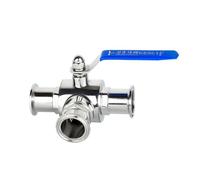 1.5" Tri Clamp 3-Way Ball Valve, 304/316L Stainless Steel, T-Port & L-Port, 25/32/38mm Pipe OD For Homebrew, Dairy, Sanitary Systems(1-1/2 inch,T Type)