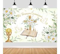 1,5 x 0,9 m Mi Primera Comunione Sfondo Banner Prima Comunione Battesimo Decorazioni Greeney Battesimo Dio Benedica Partito Fotografia Sfondo Banner Photo Booth Puntelli