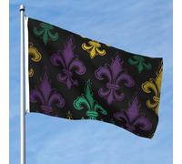 1,5 x 2,3 m bandiera a doppia faccia vibrante bandiere da giardino 3d Fleur De Lis Mardi Gras Banner Benvenuto Stagionale Yard Banner con occhielli in ottone Decorazione Foto Sfondo Per Cortile