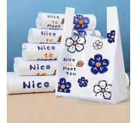 1/50/100 pezzi Borse tote in plastica durevole con motivo floreale "Piacere di conoscerti" - Spesse, ideali per uso quotidiano, vacanze, feste, shopping, regali, conservazione, piccole imprese, negozi