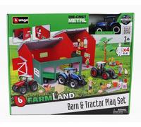 1/50 BURAGO - NEW HOLLAND - SET FARM BARN & TRACTOR PLAY T7.315 BU31684-BLUE