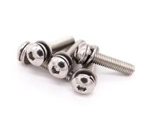 1/50 pz M3 M4 M5 M6 M8 304 In Acciaio Inox Esagonale A Esagono Incassato Testa Pulsante SEM Vite Piatta Con Rondella Guarnizione a molla Assemblare Bullone(10pcs M4x35mm)