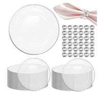 1-50x Lusso Acrilico Trasparente Oro/Argento Bordi Caricatore Piatti Banquet Da
